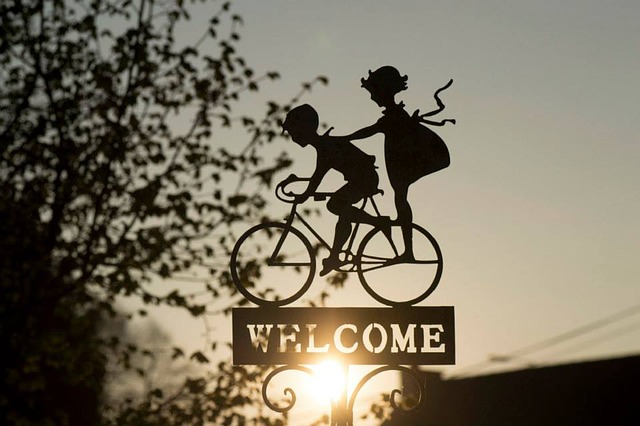 Willkommen, Fahrrad, Mann, Frau